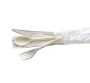 Kitch 24/7 Compostable White Fork Knife Spoon with Napkin Wrapped Kit -- 250 per case