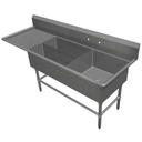 John Boos 16 Gauge Stainless Steel Three Bowl Platter Sink with 24 inch Left and Right Drainboard, 107 1/4 x 29 1/2 inch.