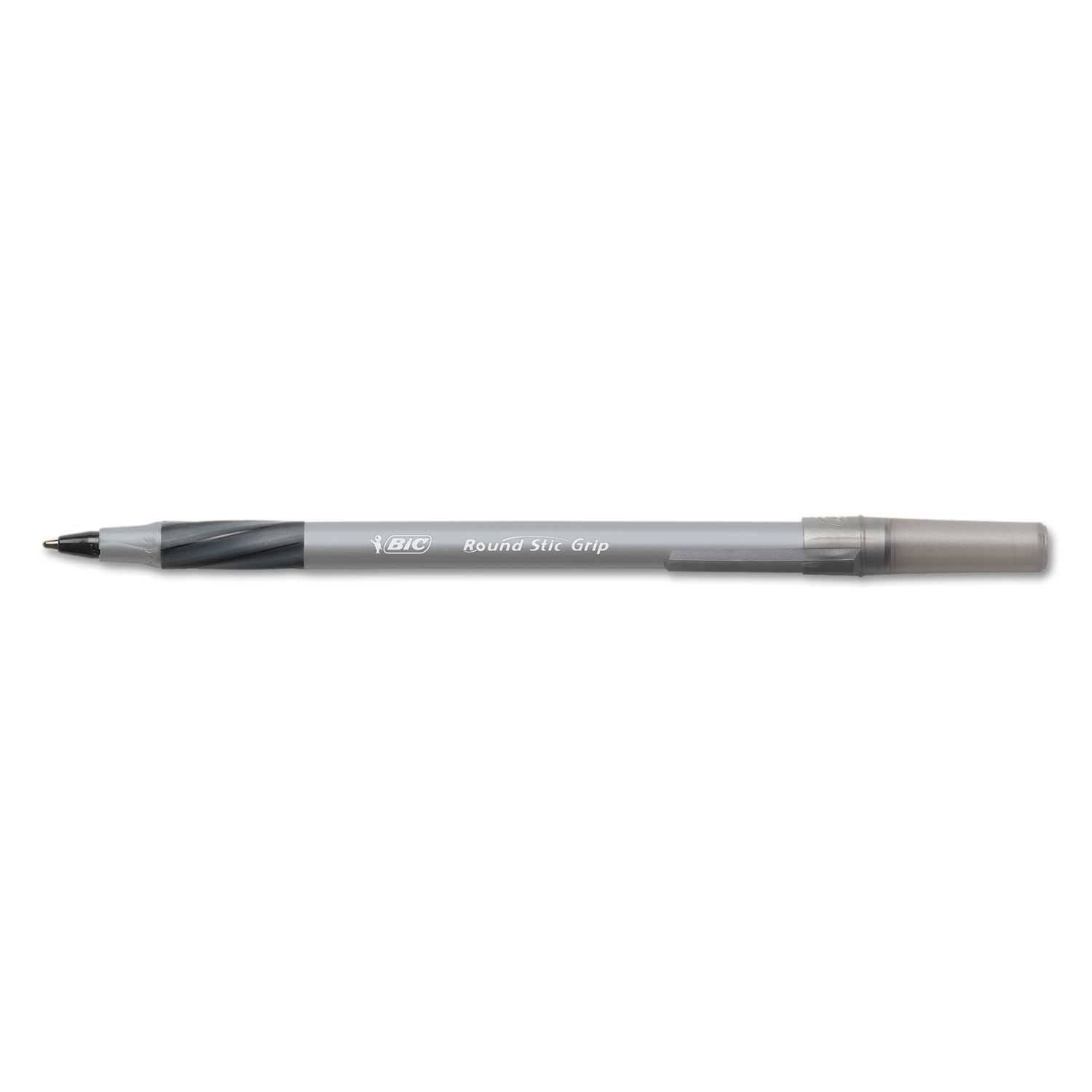 BIC Black Ink and Gray Barrel 1.2 mm Round Stic Grip Extra Comfort Ballpoint Pen -- 36 per case