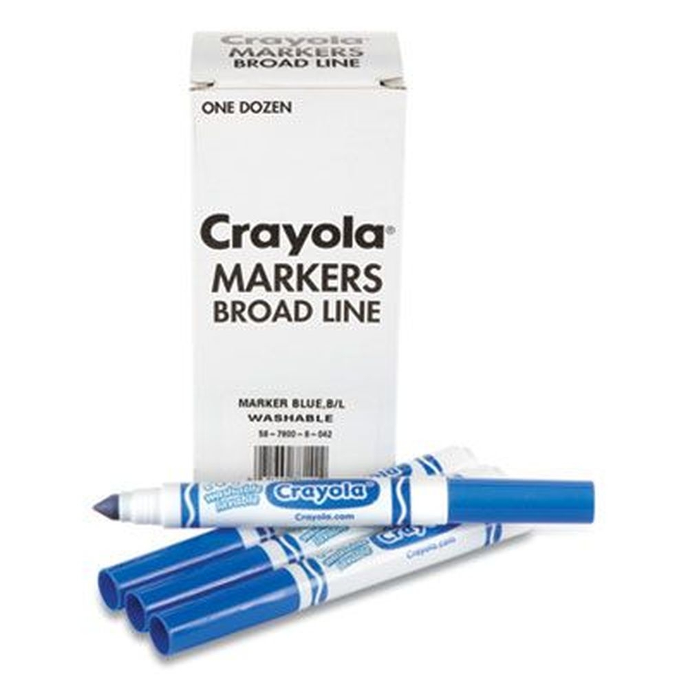 Crayola Blue Broad Bullet Tip Broad Line Washable Marker -- 12 per box