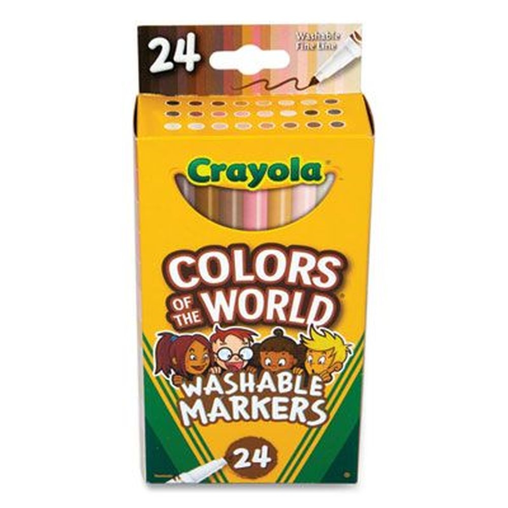 Crayola Colors of the World Assorted Colors Fine Bullet Tip Washable Marker -- 24 per Pack