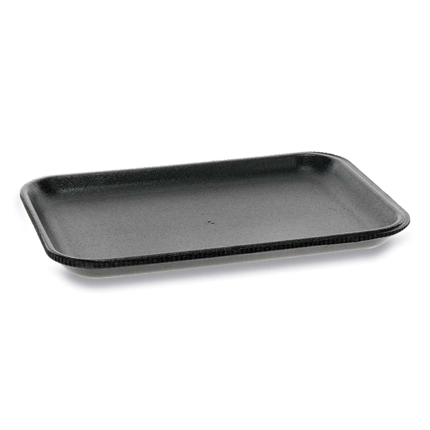 Pactiv Polystyrene Black Number 2 Supermarket Tray, 8.38 x 5.88 x 0.69 inch -- 500 per case