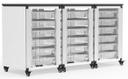 Luxor Black 3 Side by Side Modules with 18 Small Bins Modular Classroom Storage Cabinet, 18.2 x 18.2 x 28.75 inch