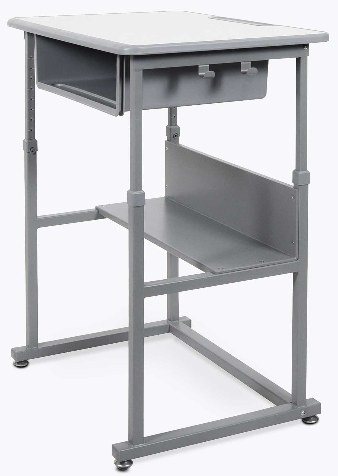 Luxor Black Student Manual Adjustable Desk, 27.5 x 19.5 x 24.5 to 42 inch Height