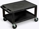 Luxor Black AV Cart with Two Shelves and Black Legs, 24 x 18 x 16 inch Height